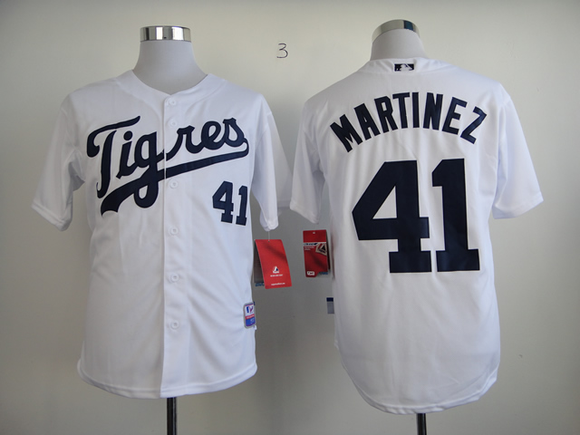 Men Detroit Tigers #41 Martinez White MLB Jerseys1->detroit tigers->MLB Jersey